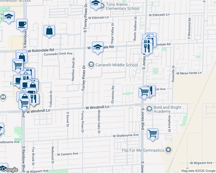 map of restaurants, bars, coffee shops, grocery stores, and more near 6343 Isabel Cove Avenue in Las Vegas