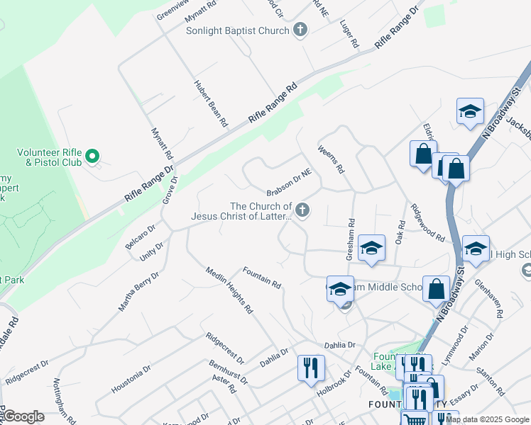 map of restaurants, bars, coffee shops, grocery stores, and more near 2906 Brabson Drive Northeast in Knoxville