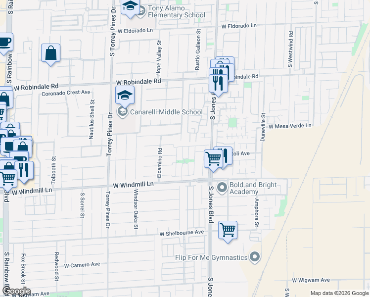 map of restaurants, bars, coffee shops, grocery stores, and more near 7941 South Coronado Island Street in Las Vegas