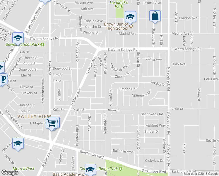 map of restaurants, bars, coffee shops, grocery stores, and more near 766 Skipjack Drive in Henderson