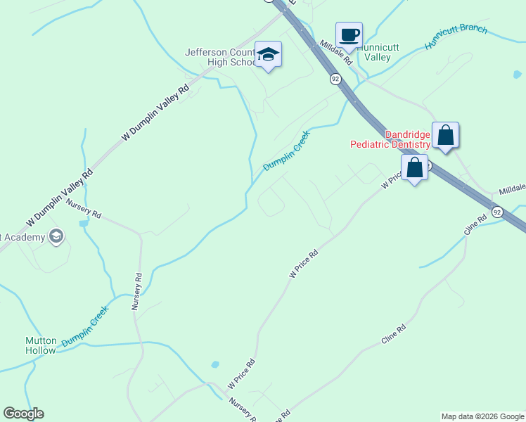 map of restaurants, bars, coffee shops, grocery stores, and more near in Dandridge