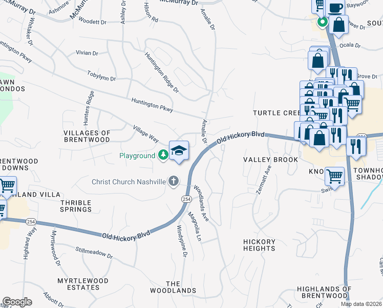 map of restaurants, bars, coffee shops, grocery stores, and more near 333 Yorkshire Circle in Nashville