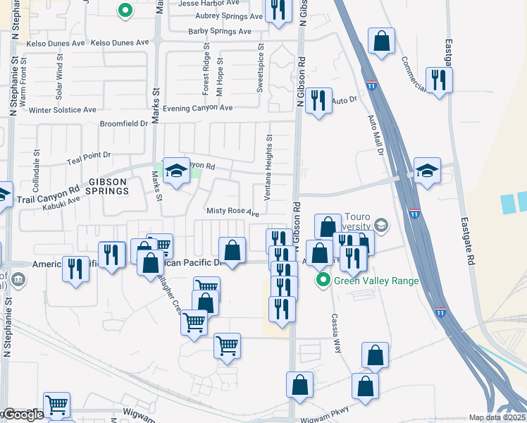 map of restaurants, bars, coffee shops, grocery stores, and more near 1008 Seaside Daisy Court in Henderson