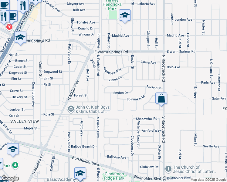 map of restaurants, bars, coffee shops, grocery stores, and more near 140 Emden Drive in Henderson
