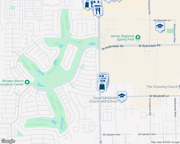 map of restaurants, bars, coffee shops, grocery stores, and more near 339 Falcons Fire Avenue in Las Vegas