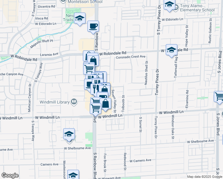map of restaurants, bars, coffee shops, grocery stores, and more near 7898 Spindrift Cove Street in Las Vegas