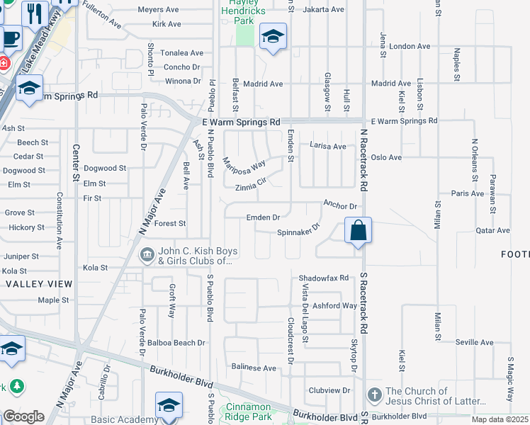 map of restaurants, bars, coffee shops, grocery stores, and more near 152 Emden Drive in Henderson