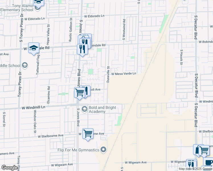 map of restaurants, bars, coffee shops, grocery stores, and more near 7977 Duneville Street in Las Vegas
