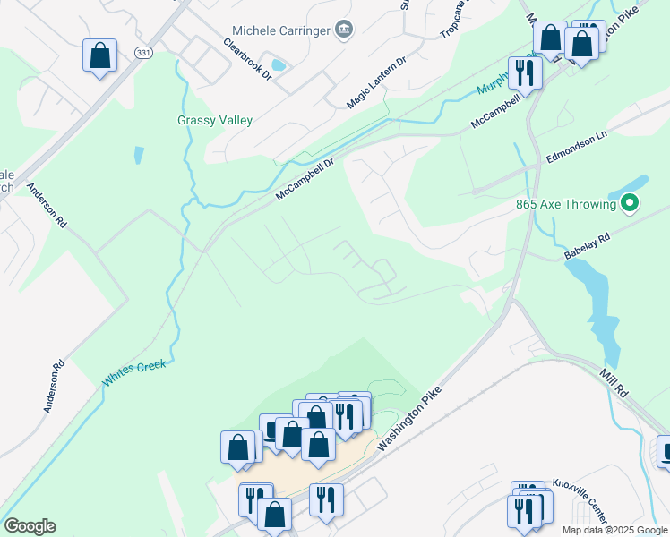 map of restaurants, bars, coffee shops, grocery stores, and more near 3732 Fripp Place Way in Knoxville