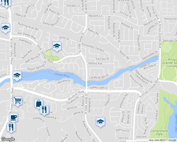 map of restaurants, bars, coffee shops, grocery stores, and more near 241 Honeywood Street in Henderson