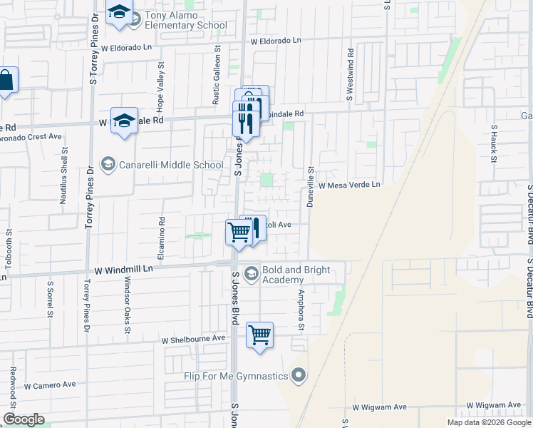map of restaurants, bars, coffee shops, grocery stores, and more near in Las Vegas