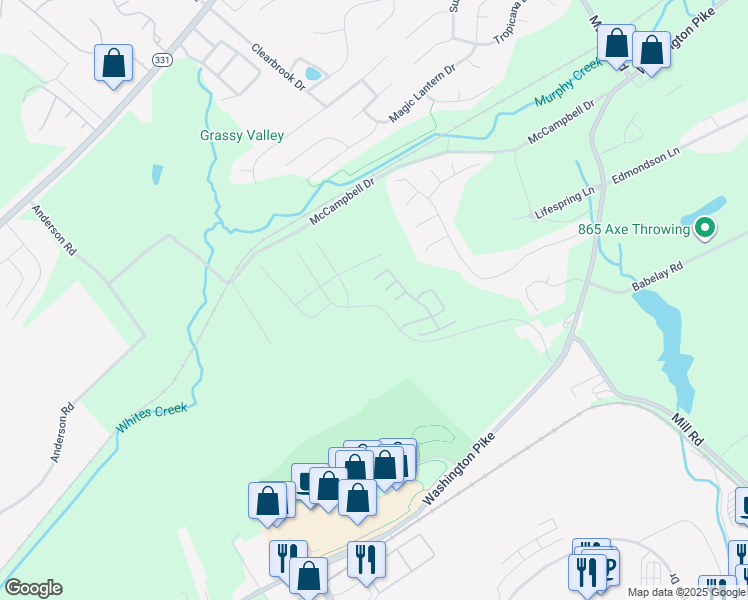 map of restaurants, bars, coffee shops, grocery stores, and more near 5610 Anderson View Way in Knoxville
