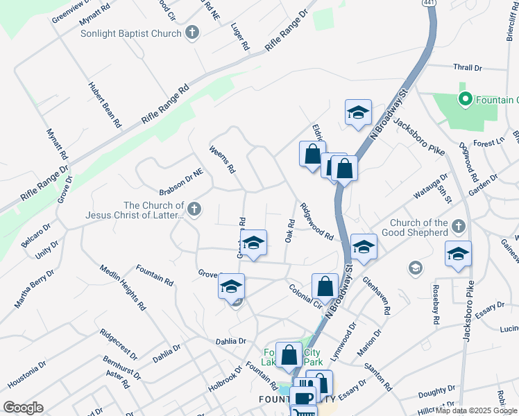 map of restaurants, bars, coffee shops, grocery stores, and more near 3112 Edonia Drive in Knoxville