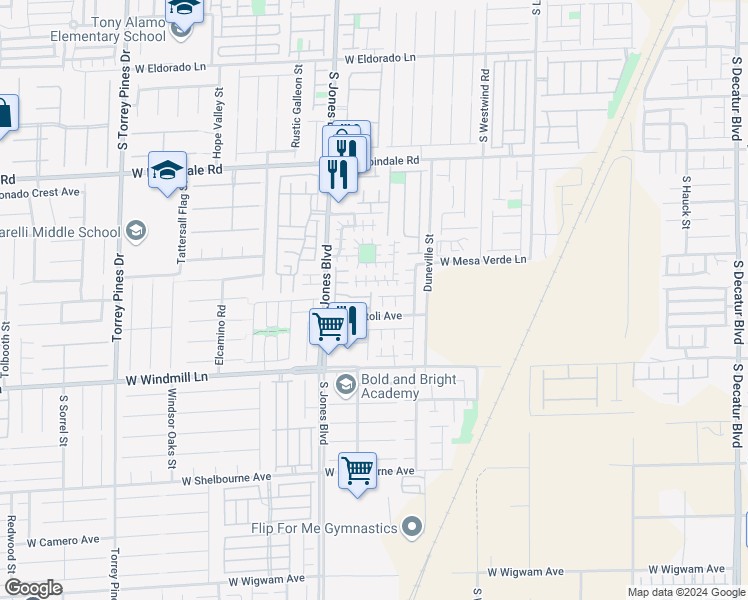 map of restaurants, bars, coffee shops, grocery stores, and more near 7972 Light Tower Street in Las Vegas