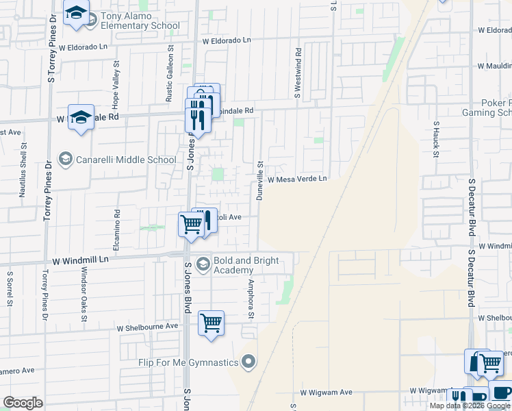 map of restaurants, bars, coffee shops, grocery stores, and more near 7971 Duneville Street in Las Vegas