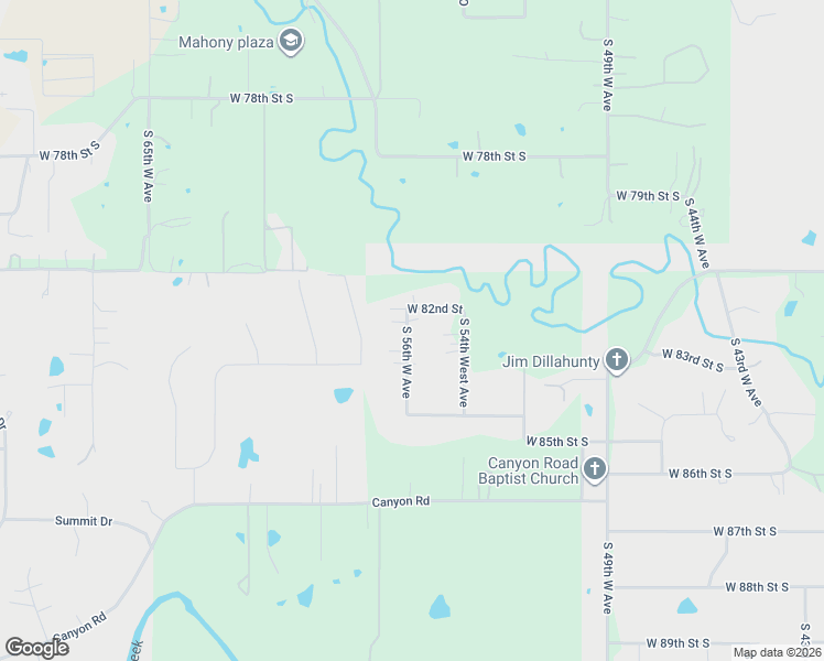 map of restaurants, bars, coffee shops, grocery stores, and more near 8202 South 56th West Avenue in Tulsa
