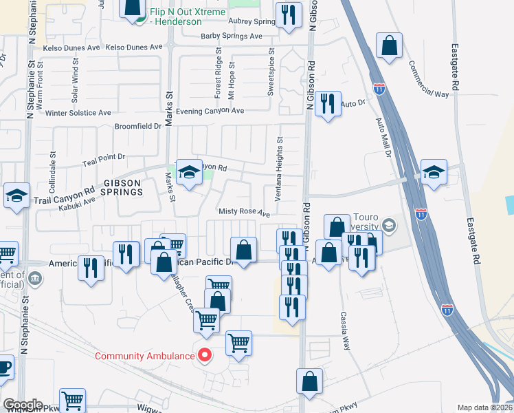 map of restaurants, bars, coffee shops, grocery stores, and more near 1024 Misty Rose Avenue in Henderson