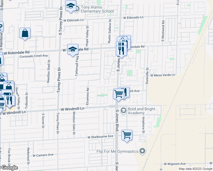 map of restaurants, bars, coffee shops, grocery stores, and more near 6176 Windmill Island Avenue in Las Vegas