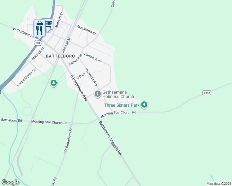 map of restaurants, bars, coffee shops, grocery stores, and more near 109 Walter Drive in Princeville
