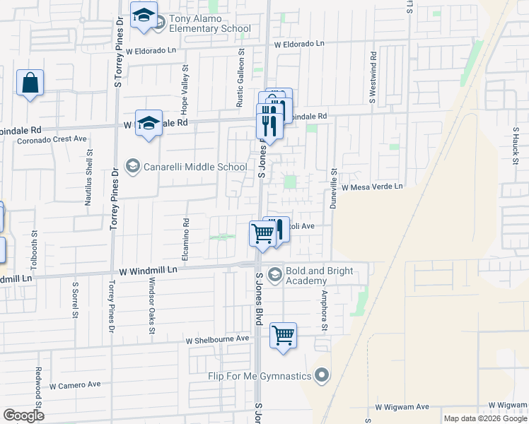 map of restaurants, bars, coffee shops, grocery stores, and more near 7963 Home Light Street in Las Vegas