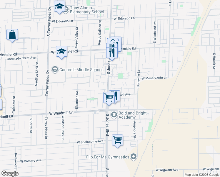 map of restaurants, bars, coffee shops, grocery stores, and more near 7963 Home Light Street in Las Vegas