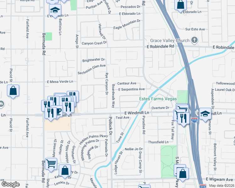 map of restaurants, bars, coffee shops, grocery stores, and more near 8005 Vision Street in Las Vegas