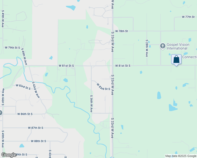 map of restaurants, bars, coffee shops, grocery stores, and more near 3339 West 82nd Street South in Tulsa