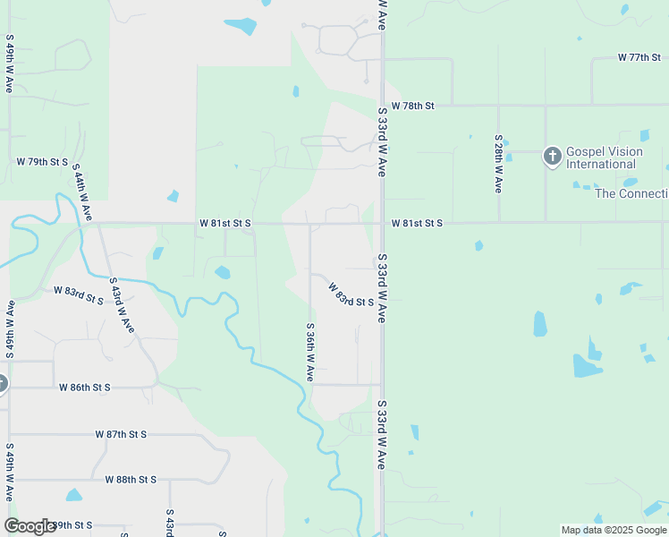 map of restaurants, bars, coffee shops, grocery stores, and more near 3339 West 82nd Street South in Tulsa