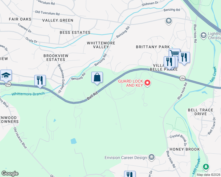map of restaurants, bars, coffee shops, grocery stores, and more near 1442 Bell Road in Nashville