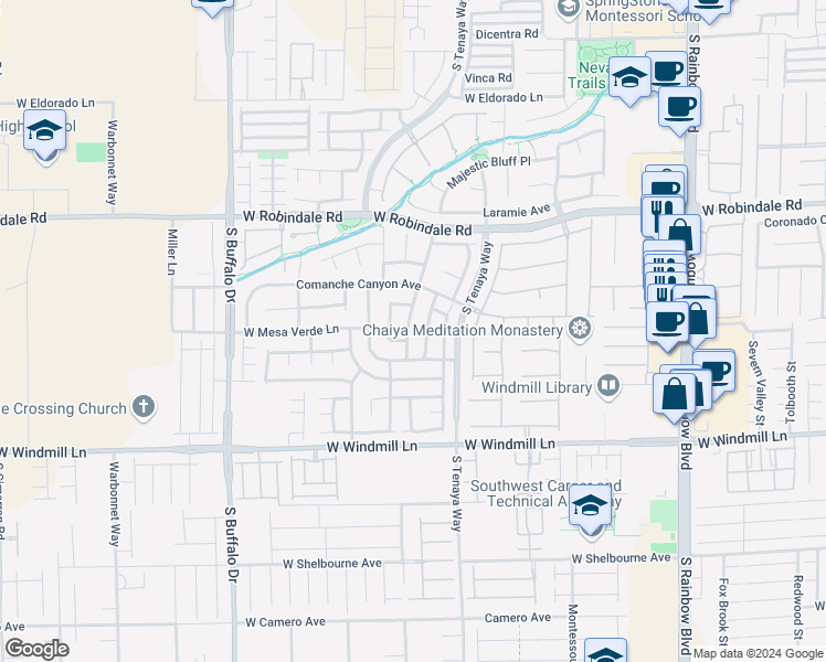 map of restaurants, bars, coffee shops, grocery stores, and more near 7902 Sagebrush Bend Street in Las Vegas