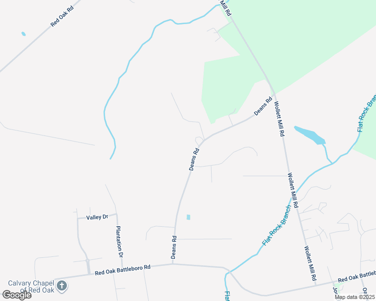 map of restaurants, bars, coffee shops, grocery stores, and more near 5444 Deans Road in Red Oak