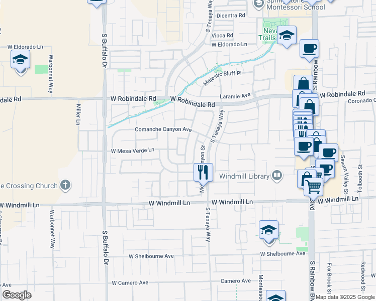 map of restaurants, bars, coffee shops, grocery stores, and more near 7902 Sagebrush Bend Street in Las Vegas