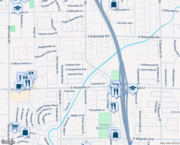 map of restaurants, bars, coffee shops, grocery stores, and more near 7970 Cadenza Lane in Las Vegas
