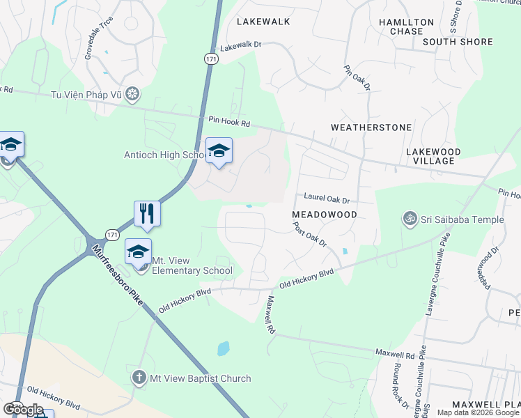 map of restaurants, bars, coffee shops, grocery stores, and more near 2136 Carefree Lane in Nashville