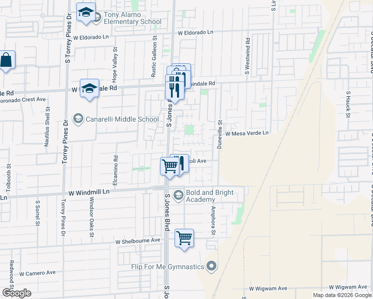 map of restaurants, bars, coffee shops, grocery stores, and more near 6005 Banbury Heights Way in Las Vegas