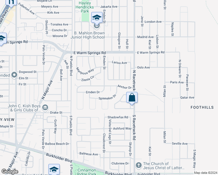 map of restaurants, bars, coffee shops, grocery stores, and more near 176 Anchor Court in Henderson