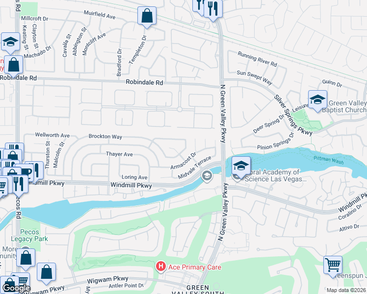 map of restaurants, bars, coffee shops, grocery stores, and more near 237 Hanley Way in Henderson