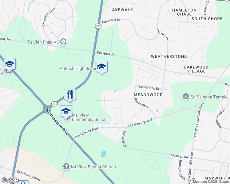 map of restaurants, bars, coffee shops, grocery stores, and more near 2136 Carefree Lane in Nashville