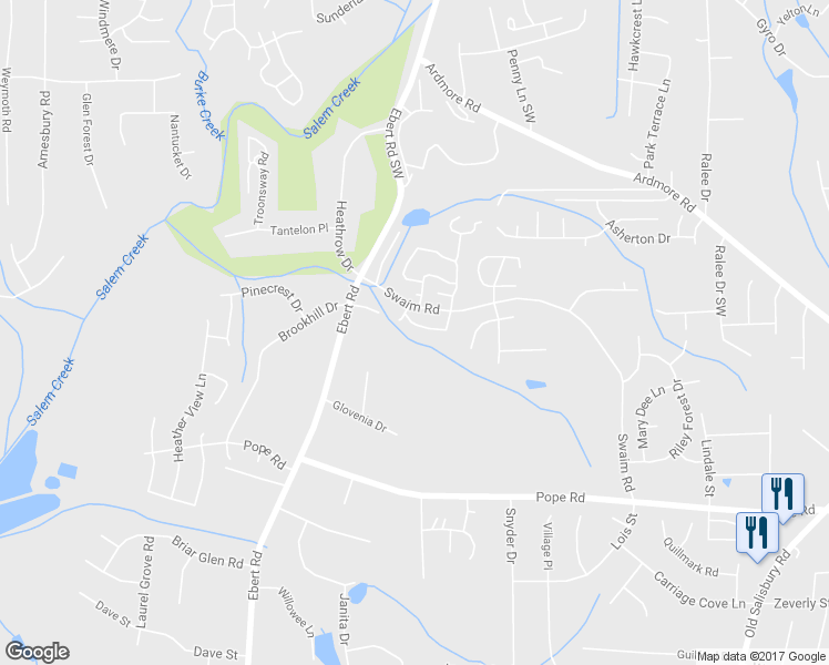 map of restaurants, bars, coffee shops, grocery stores, and more near 2048 Swaim Road in Winston-Salem