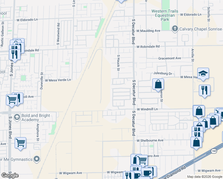 map of restaurants, bars, coffee shops, grocery stores, and more near 5086 Tioga Pass Avenue in Las Vegas