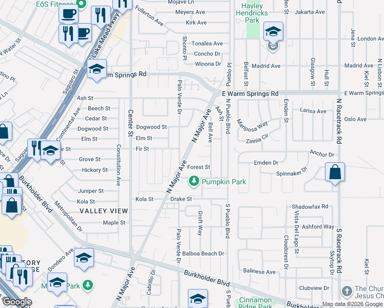 map of restaurants, bars, coffee shops, grocery stores, and more near 412 Shawna Place in Henderson
