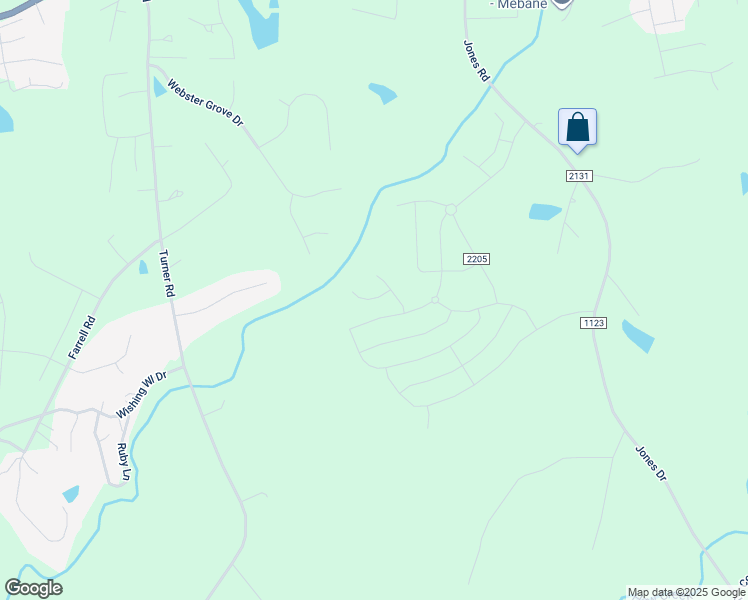 map of restaurants, bars, coffee shops, grocery stores, and more near 1507 Belmore Place in Mebane