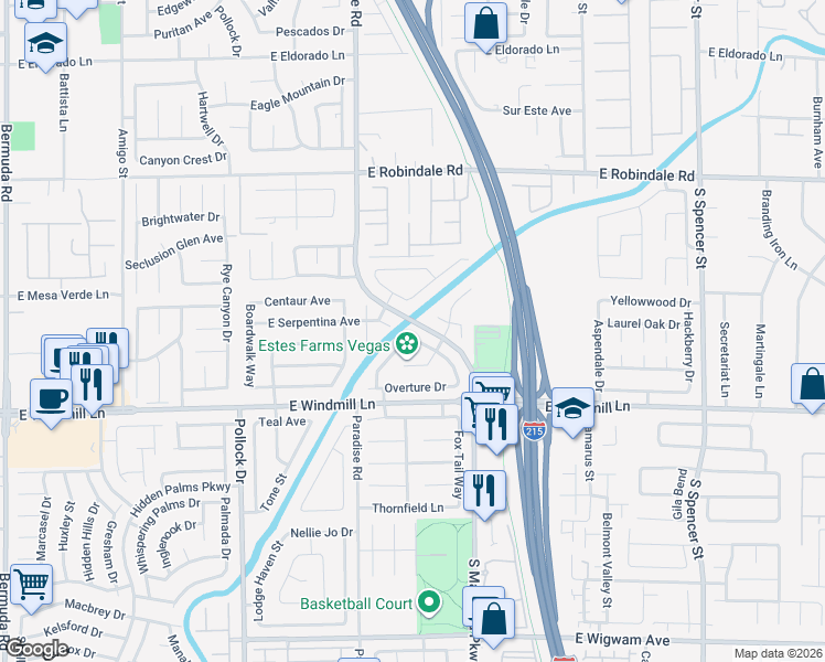 map of restaurants, bars, coffee shops, grocery stores, and more near 7970 South Counterpoint Lane in Las Vegas
