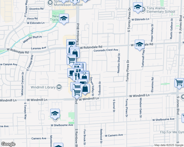 map of restaurants, bars, coffee shops, grocery stores, and more near 7898 Spindrift Cove Street in Las Vegas