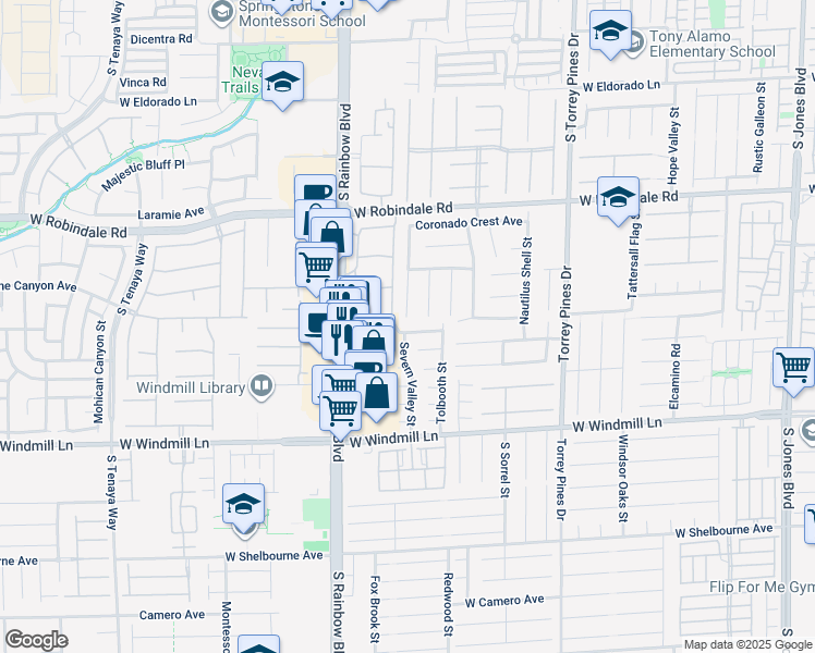 map of restaurants, bars, coffee shops, grocery stores, and more near 6776 Carlisle Grove Avenue in Las Vegas