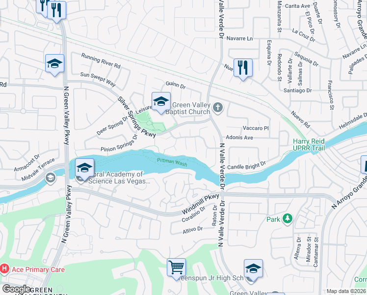 map of restaurants, bars, coffee shops, grocery stores, and more near 232 Comanche Court in Henderson