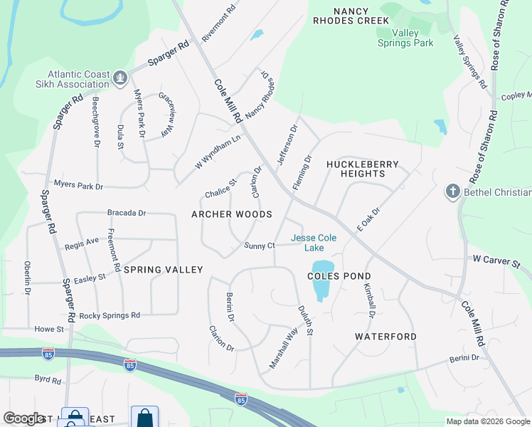 map of restaurants, bars, coffee shops, grocery stores, and more near 924 Clarion Drive in Durham
