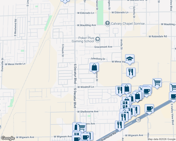 map of restaurants, bars, coffee shops, grocery stores, and more near 4751 Lone Grove Drive in Las Vegas