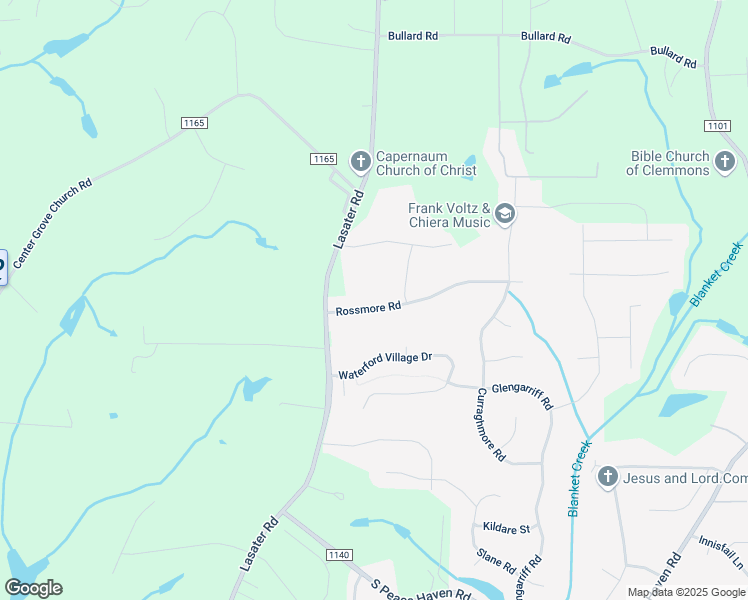 map of restaurants, bars, coffee shops, grocery stores, and more near 2135 Rossmore Road in Clemmons