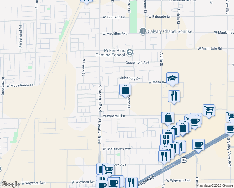 map of restaurants, bars, coffee shops, grocery stores, and more near 4751 Lone Grove Drive in Las Vegas